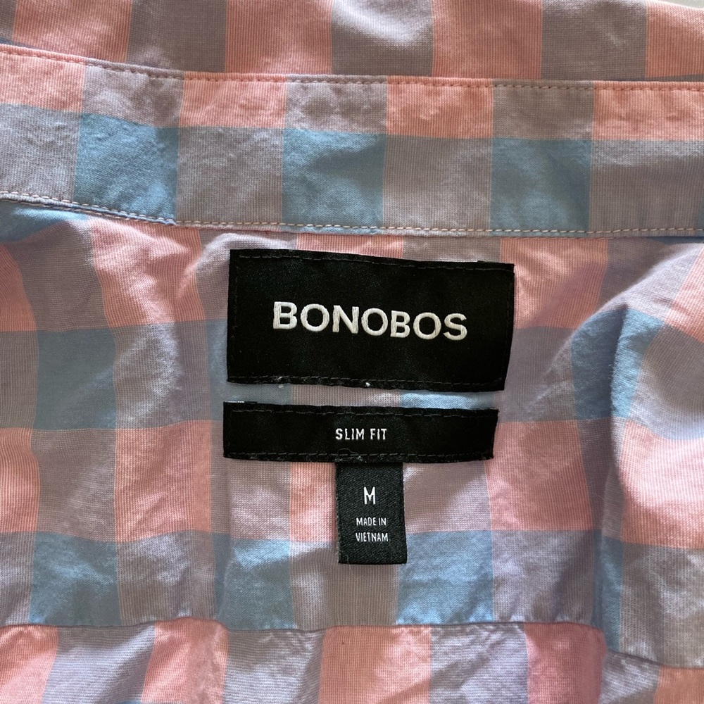 Bonobos L/S M Slimfit Blue-pink gingham shirt